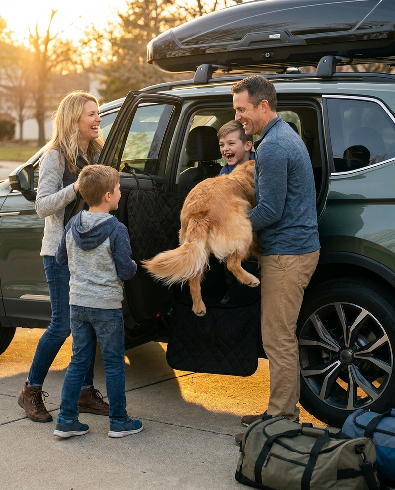 Famiglia in partenza per un viaggio